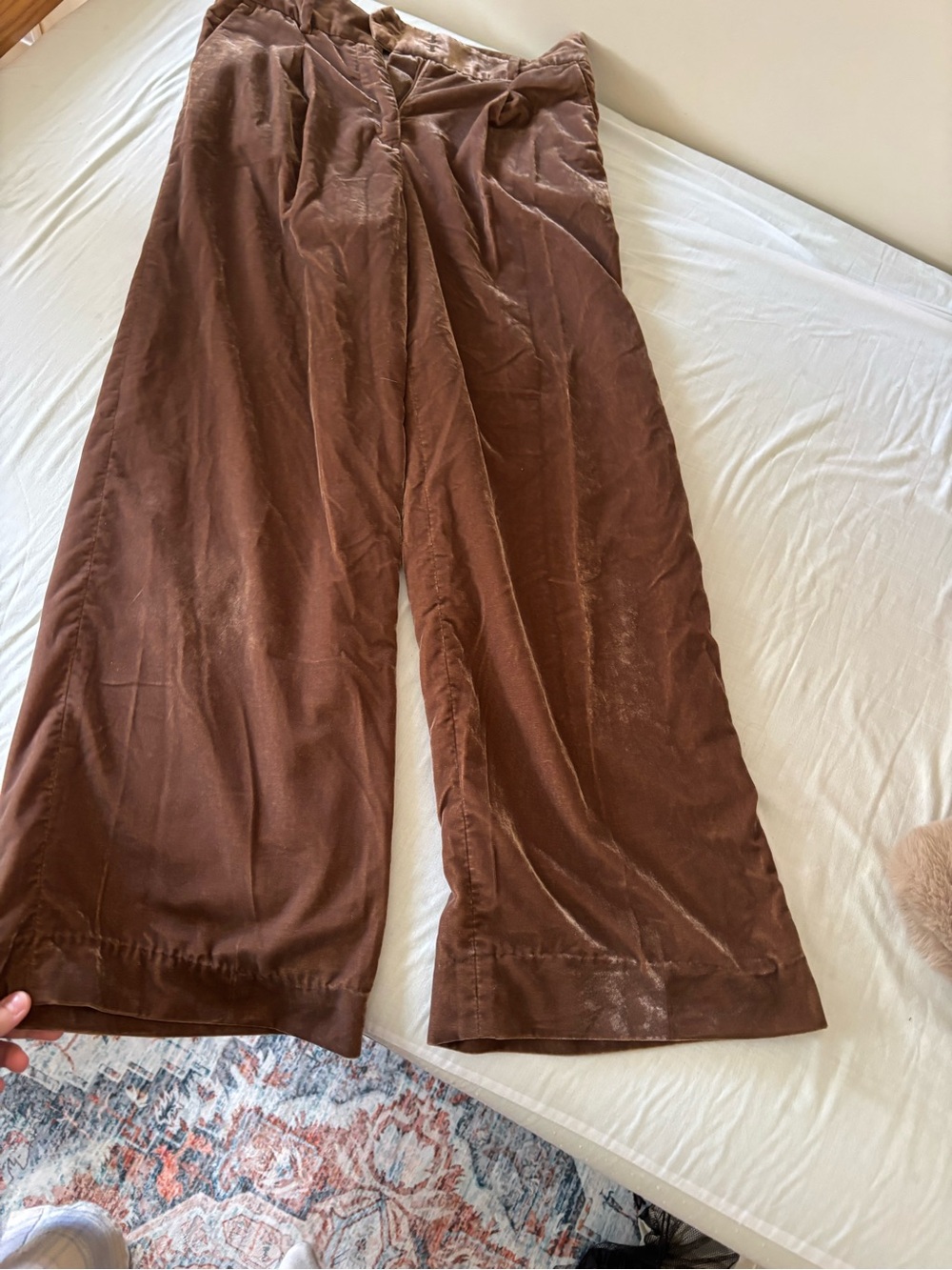 LOFT Wide-Leg Velvet Pants in Brown
